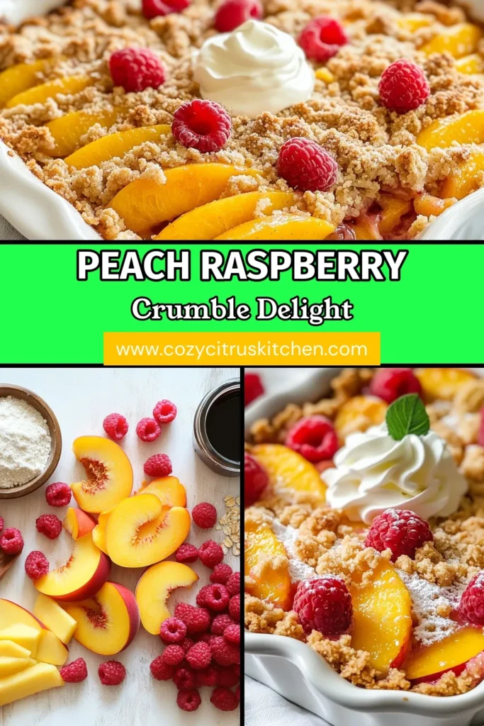 Indulge in this Peach Raspberry Crumble Recipe, the ultimate easy fruit crumble dessert perfect for summer! With juicy peaches and fresh raspberries harmoniously baked under a crispy raspberry crumble topping, this dish is a must-have for your baked fruit dessert recipes. Surprise your friends and family with this delightful treat any day. Try it today and watch it become a favorite! Save now for your next gathering! #BakedDesserts #FruitCrumble #PeachDesserts #EasyRecipes
