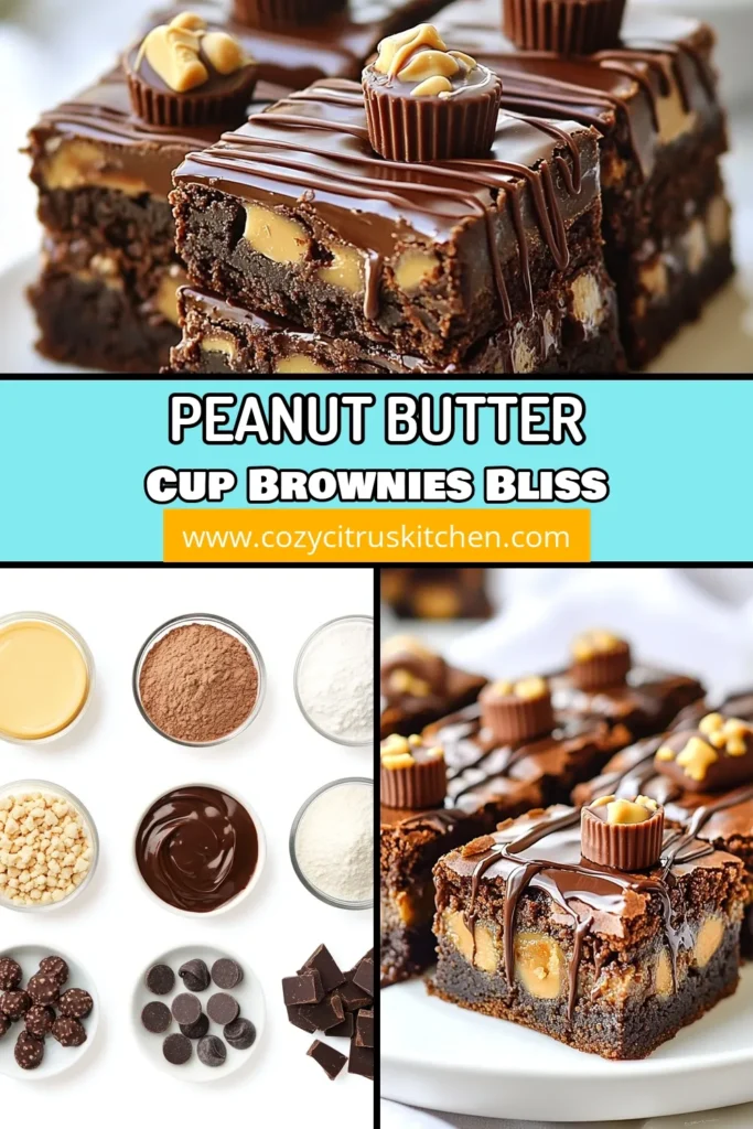 Indulge in these irresistible peanut butter cup brownies, the ultimate chocolate peanut butter dessert! This easy brownie recipe creates fudgy brownies with peanut butter that are loaded with mini peanut butter cups and chocolate chips. Perfect for any sweet tooth, these homemade brownies are quick to make and guaranteed to impress. Try this simple recipe today and savor each bite! Save for later! #PeanutButterCupBrownies #EasyBrownieRecipe #ChocolatePeanutButterDessert #FudgyBrownies