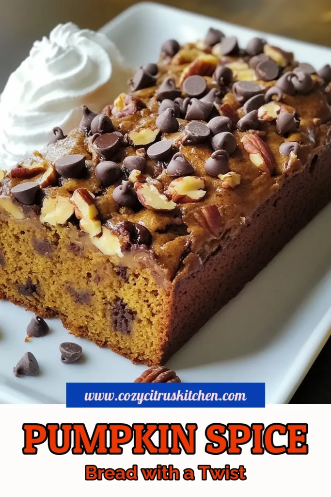 Indulge in the perfect fall baking recipe with this easy pumpkin bread recipe! Our Chocolate Chip Pumpkin Bread is a moist pumpkin bread with chocolate that combines rich flavors and festive spices. Enjoy a slice of chocolate chip pumpkin loaf with your favorite latte. Save this recipe for pumpkin spice chocolate chip bread to celebrate autumn in style. Don’t miss out! #PumpkinBread #FallBaking #ChocolateChip #EasyRecipes