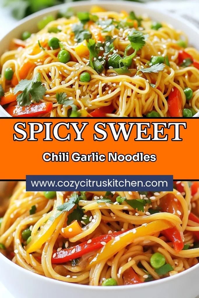 Looking for a quick and delicious meal? Try these sweet chili garlic noodles! This easy noodle recipe is perfect for a satisfying dinner, featuring vibrant vegetables and a savory garlic sauce. With just 15 minutes of prep time, it's one of the best vegetarian noodle recipes you can whip up in no time. Perfect for stir-fried noodle dishes and quick Asian recipes, your taste buds will thank you! Save this recipe for later and enjoy! #NoodleRecipes #VegetarianRecipes #QuickAsianRecipes #StirFryCooking