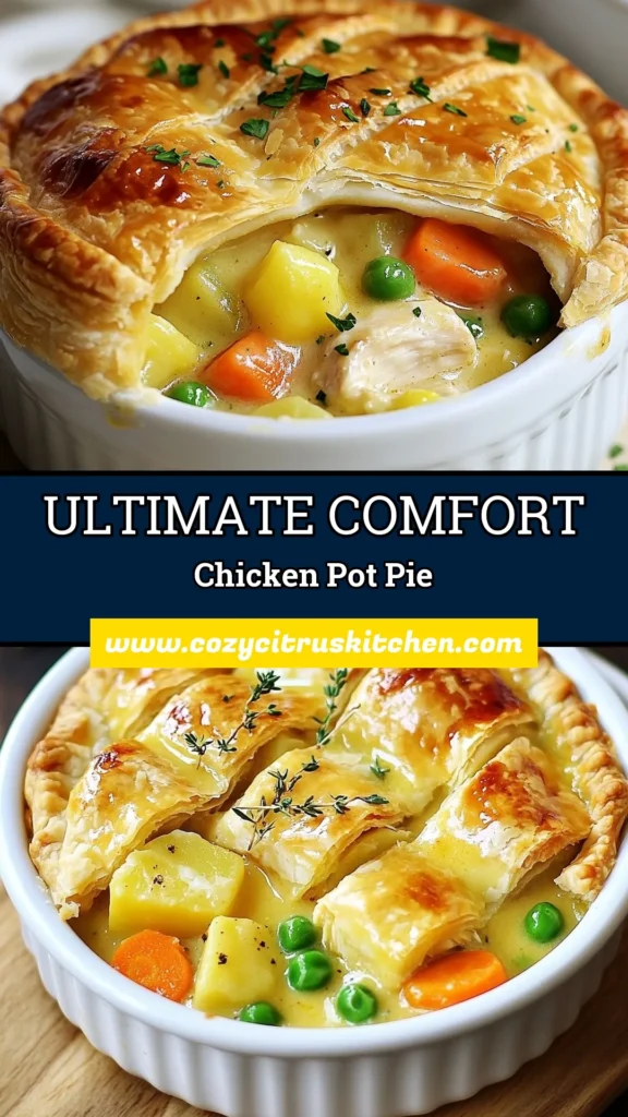 Discover the ultimate homemade chicken pot pie recipe that's perfect for cozy gatherings! This easy chicken pot pie combines tender chicken with fresh vegetables in a comforting pot pie. With its flaky crust and rich filling, it's sure to be a family favorite. Get ready to impress with this delicious chicken pot pie with vegetables. Click to save this classic recipe for your next meal! #ChickenPotPie #ComfortFood #EasyRecipes #HomemadeGoodness