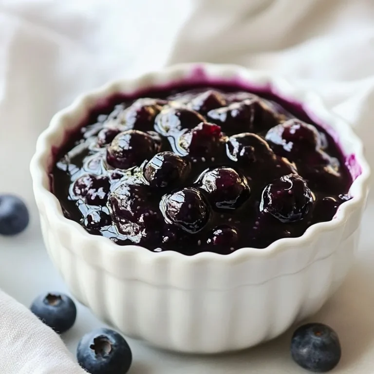 - 2 cups fresh or frozen blueberries - 1/4 cup maple syrup (adjust to taste) - 1/2 cup coconut milk - 3 tablespoons chia seeds - 1 teaspoon vanilla extract - Pinch of sea salt For this recipe, you need specific amounts. Use 2 cups of blueberries. You can use fresh or frozen. If you prefer a sweeter jam, adjust the maple syrup. Start with 1/4 cup. You can add more if you like it sweeter. The coconut milk gives a creamy taste. If you want a lighter option, you can try almond milk. However, the coconut flavor pairs well with blueberries. Fresh blueberries taste bright and juicy. They work great in this jam. Frozen blueberries are a good backup. They are often picked at peak ripeness and flash-frozen. This means they can taste just as good as fresh. If you use frozen, thaw them a bit before cooking. This helps the jam cook evenly. Both options give you a tasty spread. Choose based on what you have on hand! {{ingredient_image_1}} Start by taking your blueberries. You can use fresh or frozen ones. Measure out 2 cups and put them in a medium saucepan. Add 1/4 cup of maple syrup to the pan. This will sweeten the jam. Turn the heat to medium. Stir the mixture now and then. Cook until the blueberries soften, which takes about 5 to 7 minutes. You will see some juice form as they heat up. When the blueberries are soft, it’s time to mash them. Grab a fork or a potato masher. Gently mash the berries to your liking. If you want a chunkier jam, don’t mash too much. If you prefer it smooth, mash more. The goal is to break down the berries while keeping some texture. Now, add 1/2 cup of coconut milk to the mashed blueberries. This will add creaminess. Next, stir in 3 tablespoons of chia seeds. Chia seeds help the jam thicken. Add 1 teaspoon of vanilla extract for flavor. Don’t forget a pinch of sea salt; it enhances the taste. Mix everything well until the chia seeds are evenly spread out. Cook this mixture for another 2 to 3 minutes. It should thicken slightly. Remove the pan from the heat and let it cool for about 10 minutes. Once cooled, pour the jam into a clean jar. Let it cool completely at room temperature. Finally, refrigerate it for at least 1 hour. This helps it thicken even more. Now you're ready to enjoy your Blueberry Coconut Chia Jam! You can change the sweetness of your jam easily. Start with 1/4 cup of maple syrup. Taste it after mixing. If you want it sweeter, add more syrup. Remember, the flavor of the blueberries also plays a role. Ripe berries will give you a sweeter taste. Use less syrup if your berries are very sweet. The right consistency is key for a great jam. After mashing the blueberries, check how thick it is. If it seems too thin, cook it a little longer. The chia seeds will help thicken the jam as well. Let the jam sit for an hour in the fridge. This will also help it firm up nicely. You can make this jam even better with extra flavors. Try adding a bit of lemon juice for a zesty kick. A dash of cinnamon can give it warmth. If you like coconut flavor, use more coconut milk. These small tweaks can make a big difference in taste. Experiment and find what suits your palate best! Pro Tips Adjust Sweetness: Taste your jam as it cooks and adjust the maple syrup to your preference. Different batches of blueberries can vary in sweetness. Thicker Jam: For a thicker consistency, let the jam cool longer before refrigerating or add an extra tablespoon of chia seeds. Storage Tips: Store your chia jam in a clean, airtight jar in the refrigerator. It should last for up to 2 weeks. Versatile Use: This jam is not just for toast! Try it as a topping for desserts, oatmeal, or mix it into smoothies for added flavor. {{image_2}} You can swap blueberries for other berries. Raspberries, strawberries, or blackberries work well. Each berry offers a unique taste and color. Adjust the sweetness based on the berry's natural flavor. For tart berries, you may need more maple syrup. Spices can elevate your chia jam. Try adding a pinch of cinnamon or ginger. These spices bring warmth and depth. You can also use nutmeg for a cozy touch. Just a little can go a long way, so start small. For a vegan version, use agave nectar instead of maple syrup. This keeps the recipe plant-based. If you want it sugar-free, consider using stevia or monk fruit sweetener. Both provide sweetness without sugar. Adjust the amount based on your taste preference. To keep your Blueberry Coconut Chia Jam fresh, store it in an airtight jar. This helps to lock in flavor and moisture. Make sure to cool the jam completely before placing it in the fridge. If you need to save space, use a smaller jar for leftovers. When stored properly, this jam lasts about one week in the refrigerator. I recommend checking for any signs of spoilage, like an off smell or mold, before using. If you notice any changes, it’s best to discard the jam. You can freeze Blueberry Coconut Chia Jam to enjoy later. Pour it into a freezer-safe container, leaving some space at the top for expansion. The jam will keep well for about three months in the freezer. When you’re ready to use it, thaw it overnight in the fridge. Yes, you can use other types of milk. Almond milk or soy milk works well. Each will change the flavor slightly. I recommend using unsweetened versions. You want to keep the taste balanced. The coconut milk adds creaminess, but feel free to experiment. You can use this jam in many ways. Spread it on toast or pancakes for breakfast. It makes a great topping for yogurt or oatmeal. You can also swirl it into smoothies. Try it in desserts like cakes or tarts. The sweet and tangy taste enhances many dishes. Chia seeds are tiny powerhouses of nutrition. They are high in fiber, which helps digestion. They also provide omega-3 fatty acids, good for heart health. Chia seeds can absorb liquid, making you feel full. They are rich in protein, which is great for energy. Yes, this jam is gluten-free! All the ingredients are naturally gluten-free. You can enjoy it without worry. It’s a tasty option for those with gluten sensitivities. Just make sure your other foods are also gluten-free to stay safe. This post covered everything you need to make delicious blueberry coconut chia jam. I shared ingredients, measurements, and tips for using fresh or frozen blueberries. You learned how to prepare and cook the jam for the best flavor and texture. I also included fun variations and storage tips to keep your jam fresh. Remember, adjust sweetness to your taste and feel free to add creative twists. With this guide, you can enjoy a tasty treat that’s unique and healthy. Enjoy your jam-making adventure!