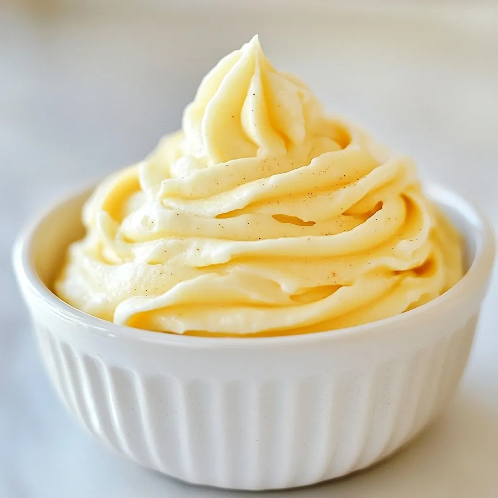 - 1 cup unsalted butter, softened - 4 cups powdered sugar - 1/4 cup eggnog (store-bought or homemade) - 1 teaspoon vanilla extract - 1/2 teaspoon ground nutmeg - 1/4 teaspoon ground cinnamon - Pinch of salt Choosing the Right Butter I always use unsalted butter for frosting. It gives you control over the salt. Make sure it's softened. This helps it blend well and become creamy. Selection of Eggnog You can use store-bought eggnog or make your own. If you buy it, pick a brand with a rich flavor. Homemade eggnog can add a personal touch. Importance of Fresh Spices Fresh spices make a big difference in taste. Buy whole nutmeg and cinnamon sticks when you can. Grate them just before you use them for the best flavor. {{ingredient_image_1}} Beating the Butter Start with one cup of softened unsalted butter. Place it in a large mixing bowl. Use an electric mixer on medium speed. Beat the butter until it is creamy and smooth. This should take about 2 to 3 minutes. The butter should look light and fluffy. Gradually Adding Powdered Sugar Next, add 4 cups of powdered sugar. Do this slowly to avoid a sugar cloud. Mix on low speed until it is combined. Once combined, increase the speed to medium. Beat the mixture until it is fluffy and well blended. Incorporating Eggnog Now, slowly pour in 1/4 cup of eggnog. Keep mixing to ensure a smooth consistency. This makes the frosting rich and flavorful. Adding Vanilla Extract Add 1 teaspoon of vanilla extract to the mixture. This gives the frosting a warm and sweet flavor. Spice Integration Next, add 1/2 teaspoon of ground nutmeg and 1/4 teaspoon of ground cinnamon. These spices add a festive taste. Don't forget a pinch of salt to balance the sweetness. Mix everything well until it is creamy. Achieving Creamy Consistency If your frosting is too thick, add more eggnog by the teaspoon. Mix until you reach the desired creaminess. If it's too thin, add more powdered sugar as needed. Once ready, use this delightful frosting on your favorite treats! To get the right thickness, start with the butter. Make sure it's softened. This makes it easy to beat and blend. For a thicker frosting, add more powdered sugar. If it’s too thick, add eggnog one teaspoon at a time until it feels just right. When mixing, use an electric mixer on medium speed. This helps create a light and fluffy texture. Beat the butter first, then slowly add the sugar. Mixing on low keeps it from flying everywhere! Once combined, ramp up to medium speed. This helps the frosting become airy and smooth. Eggnog buttercream frosting is perfect for cupcakes. Spread a generous swirl on top. You can use a piping bag for fun designs. Sprinkle a bit of nutmeg on top for that festive look. For cakes, this frosting acts like a dream. Spread a thick layer between cake layers. Cover the whole cake for a beautiful finish. You can even frost cookies! Just spread it with a spatula or knife. Add festive sprinkles to make each treat pop. Pro Tips Room Temperature Butter: Ensure your butter is at room temperature for a creamy texture. This helps the frosting to whip up more easily and reach the desired fluffiness. Customize Your Spices: Feel free to adjust the nutmeg and cinnamon to your taste. These spices can be increased or decreased for a more personalized flavor profile. Storing Your Frosting: If you have leftover frosting, store it in an airtight container in the refrigerator for up to a week. Bring it back to room temperature and re-whip before using. Using a Piping Bag: For a beautiful finish, use a piping bag fitted with your favorite tip to create decorative swirls and patterns on your baked goods. {{image_2}} You can change the taste of your eggnog buttercream frosting in fun ways. Adding bourbon or rum gives it a warm kick. Just mix in one to two tablespoons of your favorite liquor. It adds depth and a festive touch. Another great option is chocolate eggnog buttercream. To make this, add one-third cup of cocoa powder to the frosting. This twist makes the frosting rich and delicious. It pairs well with vanilla or chocolate cakes. If you want a dairy-free option, you can use dairy-free butter and eggnog. Look for brands that taste great and have a creamy texture. This way, everyone can enjoy the frosting! For a low-sugar alternative, try using a sugar substitute. Options like erythritol or stevia work well. Keep in mind that the sweetness may vary, so taste as you go. This helps you reach the perfect balance without too much sugar. To keep your eggnog buttercream frosting fresh, use a clean, airtight container. A glass jar or plastic bowl with a tight lid works well. Make sure the container is dry before adding the frosting. This helps keep moisture out. In the fridge, your frosting stays good for about one week. If your frosting becomes stiff after storage, don’t worry! Simply take it out and let it sit at room temperature for about 15 minutes. Then, beat it with an electric mixer on low speed. This will help bring it back to a smooth texture. If you plan to freeze it, scoop the frosting into a freezer-safe container. Make sure to leave space at the top for expansion. It can last for up to three months in the freezer. When ready to use, thaw it in the fridge overnight. To make your eggnog buttercream frosting fluffier, whip the butter first. Beat it for about 2-3 minutes until it is smooth and creamy. Then, add the powdered sugar slowly. Mixing on low speed helps to avoid a sugar cloud. After the sugar blends in, ramp up the speed to medium. This makes your frosting light and airy. If it seems thick, add more eggnog a teaspoon at a time. This keeps the frosting fluffy and easy to spread. Yes, you can use store-bought eggnog. It saves time and works well in this recipe. Just make sure to choose a quality brand. Look for eggnog with a rich flavor. If you prefer homemade eggnog, that is also a great choice. Homemade adds a personal touch and can be adjusted to your taste. Eggnog buttercream frosting lasts about 1 week in the fridge. Store it in an airtight container to keep it fresh. When you're ready to use it, take it out and give it a good stir. If it seems a bit thick, add a splash of eggnog to revive it. You can freeze it for longer storage. It can stay good for up to 3 months in the freezer. Just make sure to thaw it in the fridge before using. Eggnog buttercream frosting pairs well with many cakes. Spice cakes bring out the warm nutmeg flavor. A simple vanilla or white cake works nicely too. Chocolate cake can add a fun twist, creating a sweet contrast. Even carrot cake is a great match, enhancing the spices in both. Feel free to experiment with your favorite cake recipes! You learned about making eggnog buttercream frosting. We covered essential ingredients, tips, and variations. You also discovered storage methods for leftovers. This frosting can enhance many treats, from cupcakes to cakes. Experiment with flavors like bourbon or chocolate. Remember fresh spices for the best taste. With these steps, you can create a tasty and creamy frosting all year round. Enjoy your baking adventure!