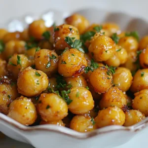 To make honey garlic roasted chickpeas, you need the following items: - 1 (15-ounce) can chickpeas, drained and rinsed - 2 tablespoons olive oil - 2 tablespoons honey - 2 cloves garlic, minced - 1 teaspoon smoked paprika - &frac12; teaspoon ground cumin - &frac12; teaspoon salt - &frac14; teaspoon black pepper These ingredients create a tasty snack that is both sweet and savory. The chickpeas provide protein and fiber. The honey adds a touch of sweetness, while the garlic and spices give it a bold flavor. You can enhance your dish with these optional items: - Fresh parsley for garnish Adding fresh parsley brightens up the dish. You can also use other herbs like cilantro or basil. Feel free to experiment with different flavors. Each serving contains: - Calories: 150 - Protein: 6g - Carbohydrates: 23g - Fat: 5g - Fiber: 5g This snack is a healthy choice. It is low in calories and high in fiber, which helps keep you full. Plus, it's a great way to enjoy a crunchy treat without guilt. {{ingredient_image_1}} First, preheat your oven to 400&deg;F (200&deg;C). This heat is key for a nice crunch. Next, take one can of chickpeas. Drain and rinse them well. This step removes excess salt and helps with flavor. Spread the chickpeas on a kitchen towel. Pat them dry gently to remove moisture. This helps them crisp up in the oven. In a mixing bowl, add 2 tablespoons of olive oil. Next, add 2 tablespoons of honey. Then, toss in 2 cloves of minced garlic. Don't forget the spices! Add 1 teaspoon of smoked paprika, &frac12; teaspoon of ground cumin, &frac12; teaspoon of salt, and &frac14; teaspoon of black pepper. Stir everything together until it&rsquo;s well mixed. This coating adds sweet and savory notes to the chickpeas. Now, add the dried chickpeas to the bowl with the honey garlic mixture. Toss them well so every chickpea gets coated. Spread the chickpeas on your lined baking sheet in a single layer. Place the sheet in the preheated oven. Roast the chickpeas for 25 to 30 minutes. Be sure to shake the pan halfway through to cook them evenly. When they turn golden brown and crispy, they are ready. Remove them from the oven and let them cool slightly. You can sprinkle fresh parsley on top for a pop of color. Enjoy your crunchy snack! To get your chickpeas nice and crispy, drying them is key. After rinsing, spread them on a towel. Pat them dry well to remove moisture. Extra water leads to soggy snacks. When you toss them with the olive oil and honey mix, make sure they are evenly coated. Spread them out on your baking sheet in one layer. This helps them cook evenly. Shake the pan halfway through to ensure all sides crisp up. Choose a quality olive oil for the best flavor. Extra virgin olive oil is a great choice. It has a rich taste and a hint of fruitiness. This oil will enhance the flavor of your honey garlic mix. If you want a lighter flavor, you can use regular olive oil. Just make sure it is fresh. Old oil can taste bitter and ruin your dish. If you want to change the recipe, you can swap honey for maple syrup. This will keep it sweet and vegan-friendly. For spices, feel free to play around. You can use chili powder for heat or add garlic powder for a stronger garlic taste. If you don&rsquo;t have smoked paprika, regular paprika works too. Just adjust the amounts to fit your taste. You can also add fresh herbs like rosemary or thyme for a fresh twist. Pro Tips Dry Chickpeas Well: Make sure to thoroughly dry the chickpeas with a kitchen towel after rinsing. Removing excess moisture helps achieve a crispy texture during roasting. Adjust Sweetness: Feel free to adjust the amount of honey based on your sweetness preference. You can also substitute it with maple syrup for a vegan option. Experiment with Spices: Don't hesitate to mix in your favorite spices! Adding a pinch of cayenne pepper or chili powder can give your chickpeas a delightful kick. Store Properly: To maintain their crunch, store leftover roasted chickpeas in an airtight container at room temperature. They are best enjoyed within a few days. {{image_2}} To make sweet and spicy honey garlic chickpeas, add a dash of cayenne pepper. This gives a nice kick that pairs well with the sweet honey. You can also mix in a bit of brown sugar for extra sweetness. These flavors will create a tasty contrast that keeps you wanting more. For a fresh twist, add herbs to your roasted chickpeas. Try mixing in dried rosemary or thyme before roasting. These herbs add a lovely aroma and a unique taste. You can also sprinkle on some fresh parsley after roasting for a bright touch. To give your chickpeas an Asian flair, swap honey for maple syrup. Add soy sauce and a hint of ginger to the mix. This creates a savory flavor that is rich and satisfying. Toasted sesame seeds on top will add crunch and depth to the dish. To keep your leftover chickpeas fresh, let them cool first. Once they are cool, place them in an airtight container. Store the container in the fridge. They will stay good for up to three days. Make sure to keep the lid tight to avoid moisture. When you want to enjoy your chickpeas again, reheating them is key. Preheat your oven to 400&deg;F (200&deg;C). Spread the chickpeas on a baking sheet. Bake them for about 10 minutes. This will help them regain their crunch. Avoid using the microwave, as it makes them soggy. If you want to save your chickpeas for longer, try freezing them. First, let the chickpeas cool completely. Then, spread them out on a baking sheet in a single layer. Freeze them for about one hour. Once frozen, transfer them to a freezer bag. They can stay in the freezer for up to three months. When ready to eat, just reheat in the oven for a crispy snack! Yes, you can use dried chickpeas instead of canned ones. However, you must cook them first. Start by soaking the dried chickpeas overnight. After soaking, boil them until they are tender. This process takes about one to two hours. Once cooked, drain and rinse them before using in the recipe. Dried chickpeas will have a firmer texture and a richer flavor. You can experiment with many spices to enhance the flavor. Try adding chili powder for heat. Cumin gives a warm, earthy taste. For a more aromatic touch, add coriander or turmeric. You can also use Italian herbs, like oregano or thyme. Each spice brings a unique twist to your honey garlic roasted chickpeas. This recipe is nearly vegan-friendly as it uses honey. To make it fully vegan, replace honey with maple syrup or agave nectar. Both options add sweetness without using animal products. This small change keeps your snack plant-based while still being delicious. Enjoy your honey garlic roasted chickpeas with a vegan-friendly twist! Honey garlic roasted chickpeas are simple and tasty. We covered the best ingredients, preparation steps, and tips for crispiness. You can add your own flavors or garnishes to make them unique. Remember to store any leftovers in a cool place, so they stay fresh. These chickpeas are not just easy to make; they&rsquo;re fun to customize. Enjoy exploring all the variations and make this recipe your own!