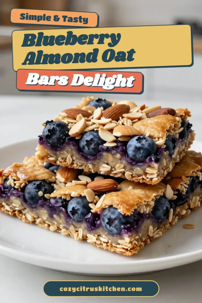 Craving a nutritious boost? Try these delightful blueberry almond oat bars! Packed with wholesome ingredients, they're the perfect healthy snack recipe for any time of day. Made with almond flour, they are gluten-free and easy to whip up at home. These homemade granola bars are a delicious way to enjoy oats and blueberries. Don't miss out—pin this recipe for a tasty treat today! #BlueberryAlmondOatBars #HealthySnacks #GlutenFree #HomemadeGranolaBars