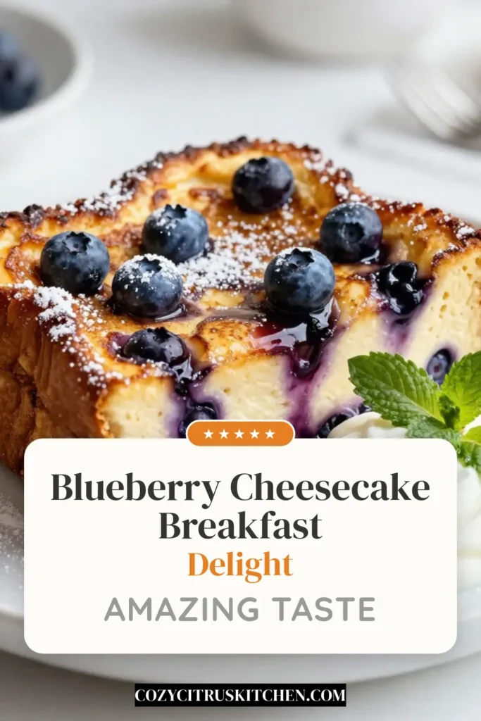 Indulge in the mouthwatering Blueberry Cheesecake French Toast Casserole, a delightful twist on your classic breakfast. This Easy Breakfast Casserole features cubed brioche bread, creamy cream cheese, and fresh blueberries, making it the perfect addition to your morning routine. Ready in just one hour, it's a must-try for any blueberry breakfast lover! Don’t miss out on this scrumptious recipe—save it now! #BlueberryCheesecakeFrenchToast #BriocheBreadCasserole #EasyBreakfastCasserole #BlueberryBreakfastRecipes