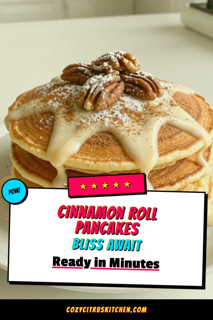 Indulge in the deliciousness of Cinnamon Roll Pancakes with this easy pancake recipe! These fluffy, cinnamon sugar pancakes swirl with sweet flavor and are topped with a decadent cream cheese glaze. Perfect for a cozy breakfast, these mouthwatering pancakes are sure to impress. Try them today and make your mornings special! Save this recipe for later! #CinnamonRollPancakes #EasyPancakeRecipe #CreamCheeseGlaze #BreakfastPancakes