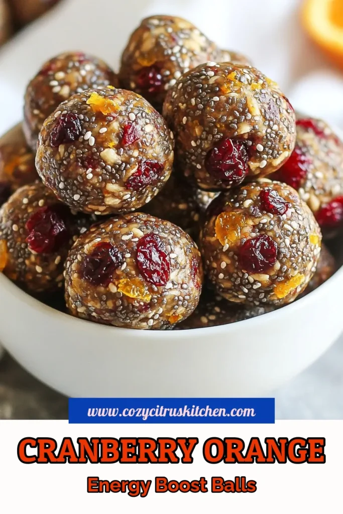 Looking for a delicious and nutritious snack? Try these Cranberry Orange Power Balls! These no-bake energy balls are packed with rolled oats, almond butter, and the zesty flavor of orange. Perfect as a healthy snack, these oatmeal energy bites also include chia seeds for added nutrition. Easy to make and great for on-the-go, they’re perfect for anyone seeking healthy snack recipes. Save this recipe now! #CranberryOrangeEnergyBalls #HealthySnacks #NoBakePowerBalls #OatmealEnergyBites