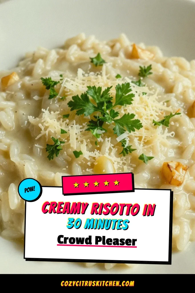 Discover the rich flavors of Creamy Garlic Risotto with this easy Parmesan Risotto Recipe. Perfect for a cozy dinner, this creamy dish combines Arborio rice cooking tips with delicious vegetables and aromatic garlic. Enjoy the comforting taste of Garlic Parmesan Rice that’s simple to make and sure to impress. Save this recipe for a delightful meal tonight! #CreamyGarlicRisotto #ParmesanRisottoRecipe #EasyRisottowithVegetables #GarlicParmesanRice
