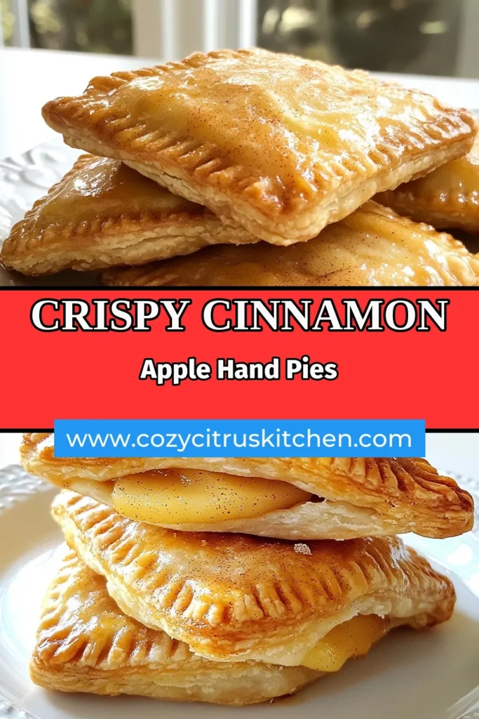 Indulge in these delicious cinnamon apple hand pies, the perfect treat for any occasion. This easy apple pie recipe transforms simple ingredients into mouthwatering homemade hand pies that everyone will love. Enjoy flaky baked apple pastries filled with warm cinnamon and apples. Ideal for dessert lovers, these delightful treats are made with pie crust and are sure to impress. Save this recipe to make your own tasty cinnamon apple hand pies today! #CinnamonAppleHandPies #EasyApplePieRecipe #DessertRecipes #BakedApplePastries