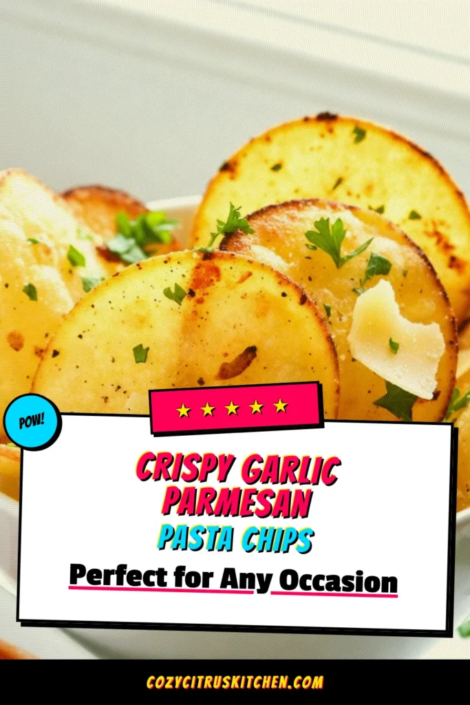 Craving a tasty treat? Try these Garlic Parmesan Pasta Chips! This easy pasta appetizer transforms your favorite penne or rigatoni into delicious baked pasta snacks that are perfect for sharing. Made with simple ingredients like garlic, Parmesan, and Italian seasoning, this crispy pasta chips recipe is sure to impress. Serve with marinara or garlic aioli, and enjoy the crunch! Click to discover the full recipe now! #PastaChips #GarlicParmesan #EasyAppetizer #BakedSnacks