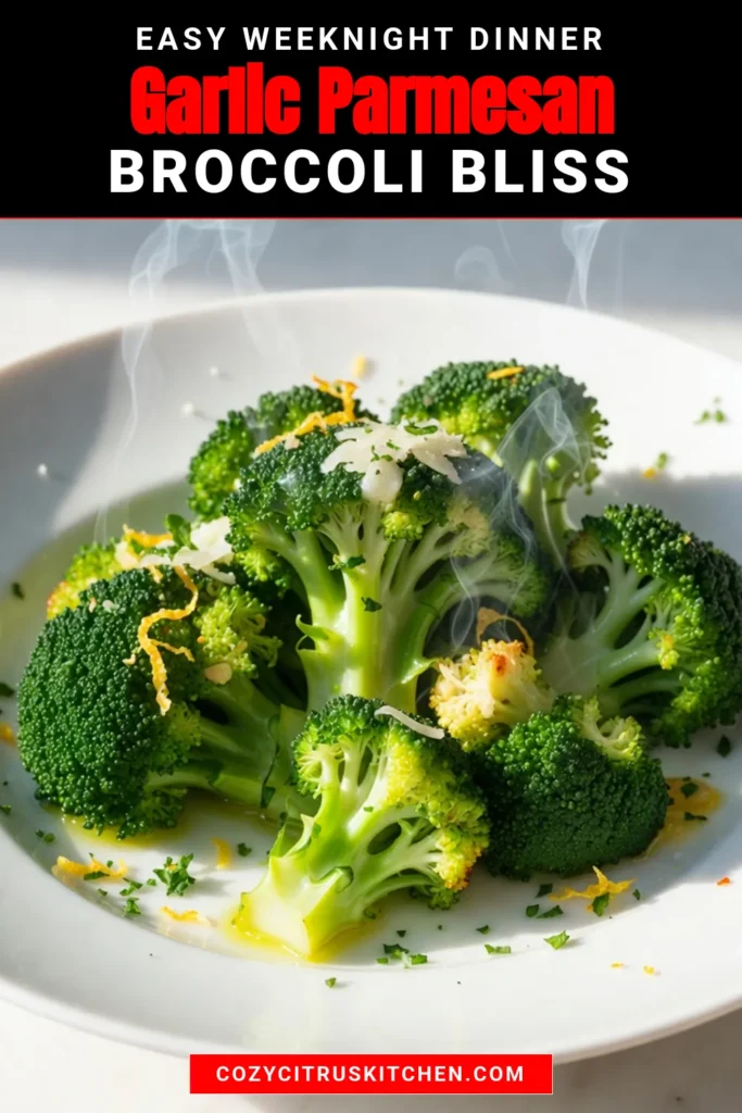 Discover this delicious Garlic Parmesan Broccoli recipe that transforms plain veggies into a flavorful dish! Learn how to make garlic parmesan broccoli with simple ingredients like roasted broccoli, lemon, and garlic that perfectly complement each other. This healthy broccoli side dish is ideal for any meal. Ready in just 35 minutes, it’s a must-try! Save and share this amazing roasted broccoli with garlic recipe! #GarlicParmesanBroccoli #HealthyRecipes #BroccoliSideDish #RoastedVegetables