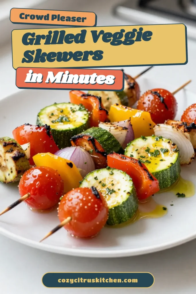Elevate your summer grilling with these Garlic Herb Grilled Veggie Skewers! This vegetable skewers recipe features vibrant, healthy grilled vegetable skewers marinated in a zesty garlic and herb blend. Perfect for any backyard BBQ, they are bursting with flavor and nutrition. Try these marinated veggie skewers today and impress your guests! Click to save this recipe for your next grilling adventure! #GrilledVeggies #HealthyEating #SummerGrilling #VegetableSkewers