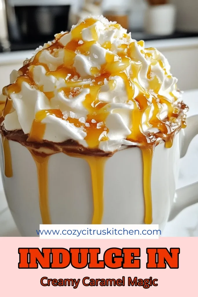 Warm up your day with this indulgent Salted Caramel Hot Chocolate Recipe! This homemade hot chocolate blends rich dark chocolate, creamy milk, and luscious caramel for a decadent hot chocolate experience. Perfect for any dessert lover, this easy hot chocolate recipe is topped with whipped cream and extra caramel drizzle. Try it today! Don't forget to save this recipe for your cozy nights. #HotChocolate #SaltedCaramel #Desserts #HomemadeDrinks