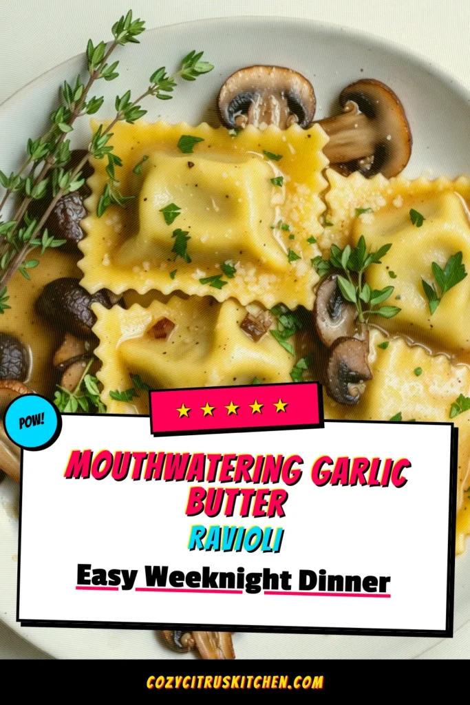 Elevate your dinner with this easy mushroom ravioli recipe featuring creamy garlic butter sauce! This Garlic Butter Mushroom Ravioli combines sautéed mushrooms and pasta, creating a delicious dish that's quick and satisfying. Perfect for a cozy night in, this homemade mushroom ravioli sauce is bursting with flavor. Save this recipe and impress your loved ones tonight! #GarlicButterMushroomRavioli #EasyMushroomRavioli #CreamyRavioli #HomemadePasta