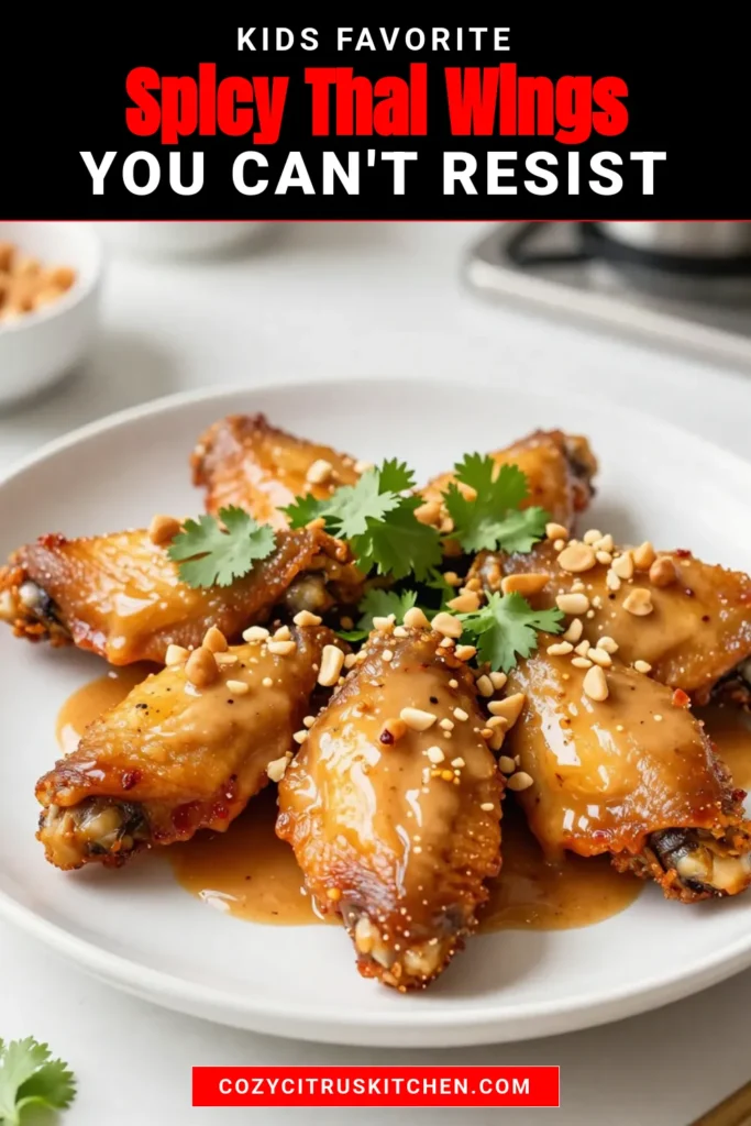 Get ready to delight your taste buds with these Spicy Thai Peanut Wings! This Thai chicken wing recipe features crispy baked wings tossed in a creamy peanut butter sauce infused with Sriracha for the perfect kick. Perfect for game day or a tasty snack, these peanut butter chicken wings are a must-try. Easy to make and utterly addictive! Save this recipe for your next meal and impress your friends. #SpicyThaiPeanutWings #CrispyBakedWings #SrirachaChickenWings #ThaiChickenWingRecipe
