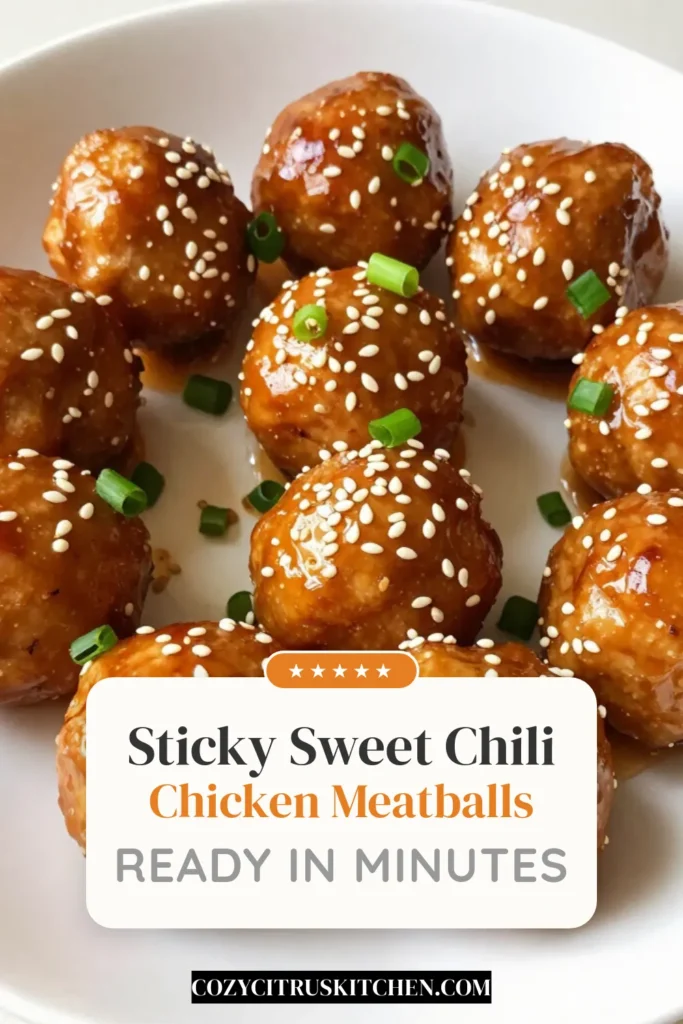 Looking for a delicious twist on dinner? Try these sweet chili meatballs made with ground chicken! These easy baked chicken meatballs are infused with Asian-inspired flavors and coated in a mouthwatering sweet chili glaze. Perfect for a quick and satisfying meal, this recipe is a must-try in your collection of easy chicken dinner recipes. Don't forget to save and share! #SweetChiliMeatballs #GroundChickenRecipes #BakedChickenMeatballs #AsianInspiredMeatballs