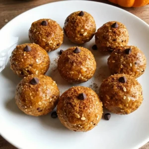 - 1 cup rolled oats - 1/2 cup pumpkin puree - 1/3 cup almond butter or peanut butter - 1/4 cup honey or maple syrup - 1 teaspoon pumpkin pie spice - 1/2 teaspoon vanilla extract - 1/4 cup ground flaxseed - 1/4 cup mini chocolate chips (optional) - Pinch of salt You need simple ingredients to make these energy balls. The base starts with rolled oats. They give the balls a chewy texture and a lot of fiber. Next, use pumpkin puree. It adds moisture and a rich flavor. Almond butter or peanut butter brings in healthy fats and protein. You can choose either based on your taste. For sweetness, add honey or maple syrup. Both work well, but maple syrup is vegan. Pumpkin pie spice gives that warm fall flavor. Vanilla extract adds a hint of sweetness too. Ground flaxseed is great for omega-3s. You can add mini chocolate chips if you want a sweet touch. Finally, a pinch of salt balances all the flavors. These ingredients come together to make a tasty and healthy snack. You&rsquo;ll love how easy they are to prepare! {{ingredient_image_1}} 1. Mixing the wet ingredients: Start by taking a large mixing bowl. Add 1 cup of rolled oats, 1/2 cup of pumpkin puree, 1/3 cup of almond butter, and 1/4 cup of honey or maple syrup. Stir these together until they blend well. 2. Adding dry ingredients and combining: Next, add in 1 teaspoon of pumpkin pie spice, 1/2 teaspoon of vanilla extract, 1/4 cup of ground flaxseed, and a pinch of salt. Mix everything together until it is smooth and well combined. 3. Incorporating optional chocolate chips: If you want a little sweetness, fold in 1/4 cup of mini chocolate chips. This step is optional but adds a nice treat. 4. Forming and rolling the energy balls: Take a tablespoon-sized portion of the mixture and roll it into a ball using your hands. Repeat this for the whole mixture until you have rolled all the energy balls. 5. Refrigerating to firm up: Place the energy balls on a parchment-lined baking sheet. Refrigerate them for at least 30 minutes. This helps them firm up and hold their shape. With these steps, you can make tasty Pumpkin Spice Energy Balls that are both nutritious and fun to eat! Enjoy your delicious snack! You can switch almond butter for peanut butter if needed. Sunflower seed butter is another great choice. For sweeteners, agave syrup works well in place of honey or maple syrup. You can also use date syrup for a rich taste without refined sugar. To get the right mix, make sure your pumpkin puree is not too watery. If the mix feels too sticky, add a bit more oats or flaxseed. When you roll the energy balls, wet your hands slightly. This helps prevent sticking and makes rolling easier. Aim for a firm ball that holds its shape. Pumpkin spice energy balls pair nicely with hot tea or coffee. They also make a great snack before a workout. For meal prep, pack them in lunch boxes for a quick bite. You can also enjoy them as a topping on yogurt or oatmeal for extra flavor. Pro Tips Use Fresh Pumpkin Puree: For the best flavor, try using homemade pumpkin puree instead of canned. Roast your pumpkin until tender, scoop out the flesh, and blend until smooth. Customize Your Sweetness: Adjust the amount of honey or maple syrup according to your taste preference. You can also substitute with a sugar-free sweetener if desired. Boost Nutritional Value: Add in a scoop of protein powder or some chopped nuts to increase the protein content and add texture to your energy balls. Experiment with Flavors: Feel free to add different spices such as cinnamon or nutmeg, or incorporate dried fruits like cranberries or raisins for added flavor and nutrition. {{image_2}} You can make your pumpkin spice energy balls even better with some simple tweaks. - Adding nuts or seeds: Chopped walnuts or pecans give a nice crunch. Chia seeds or sunflower seeds add healthy fats and protein. You can mix in about 1/4 cup of your favorite nuts or seeds to the recipe. - Different spice blends: If you want to change the flavor, try other spices. You can use cinnamon, nutmeg, or even a dash of ginger. Just swap out the pumpkin pie spice for the mix you like best. These energy balls can fit many diets with some easy swaps. - Vegan and gluten-free options: To make them vegan, use maple syrup instead of honey. For gluten-free, ensure your oats are certified gluten-free. - Low-sugar alternatives: If you want less sugar, reduce the honey or maple syrup. You can also use a sugar substitute like stevia or monk fruit. These changes keep the energy balls tasty and healthy. To keep your Pumpkin Spice Energy Balls fresh, store them in airtight containers. This prevents air from making them dry. Place the container in your fridge. The energy balls will stay good for up to one week. If you want to keep them longer, make sure to check the moisture levels. Too much moisture can cause sogginess. You can also line the container with parchment paper for extra protection. Freezing energy balls is a great way to save them for later. To freeze, first, arrange the energy balls on a baking sheet. Make sure they are not touching each other. Place the sheet in the freezer for about two hours. This will help them freeze without sticking. Once frozen, transfer the balls to a freezer bag or an airtight container. This way, they won&rsquo;t clump together. When you're ready to eat, simply take out the desired amount. Let them thaw in the fridge or at room temperature for about 30 minutes. Enjoy your tasty snack anytime! Pumpkin Spice Energy Balls last about one week in the fridge. When you store them in an airtight container, they stay fresh and tasty. If you want them to last longer, freeze them. In the freezer, they can last up to three months. Just make sure to separate layers with parchment paper to avoid sticking. Yes, you can make these energy balls ahead of time. They are perfect for meal prep! Make a big batch and store them in the fridge. Just keep them in an airtight container. You can also freeze them for later. Just remember to thaw them before you eat. Absolutely! Pumpkin Spice Energy Balls are a great snack choice. They are full of fiber from the oats and flaxseed. Pumpkin puree adds vitamins, especially vitamin A. Almond butter or peanut butter gives healthy fats and protein. If you choose honey or maple syrup, you get natural sweetness without added junk. Just watch the chocolate chips; they add sugar, but they also bring joy. Pumpkin Spice Energy Balls are quick to make and packed with flavor. You mix simple ingredients like oats, pumpkin puree, and nut butter, then roll them into tasty snacks. Remember to get creative with add-ins and tweaks to fit your taste. They store well and can be frozen for later. These bites are not just delicious; they are also healthy! Try making these energy balls for a fun and nutritious treat. Enjoy making these snacks for yourself and others. They will certainly boost your energy and mood!