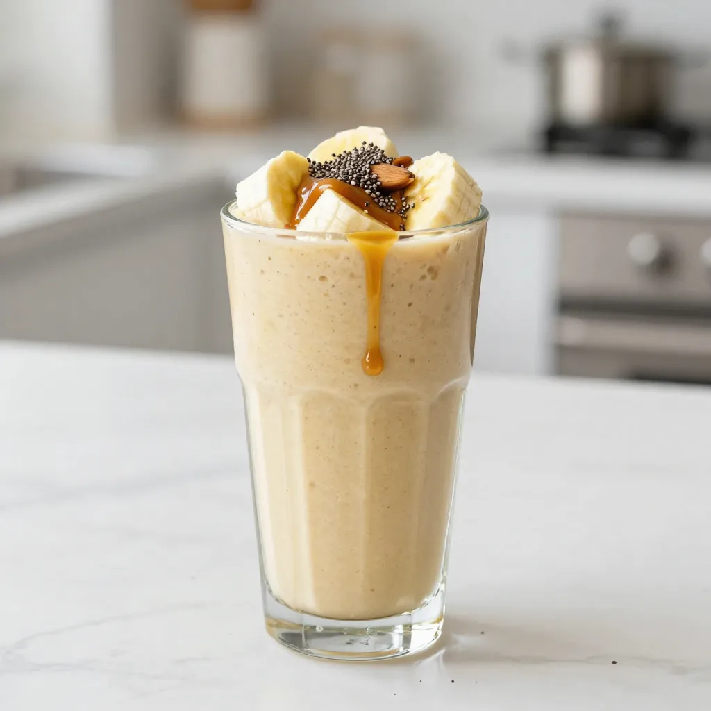 When making an Almond Butter Banana Smoothie, you need some simple but tasty ingredients. Here’s what I use: - 1 ripe banana, frozen - 2 tablespoons almond butter - 1 cup almond milk (or any milk of choice) - 1 tablespoon honey or maple syrup (optional, for sweetness) - 1 tablespoon chia seeds - 1/2 teaspoon vanilla extract - A pinch of cinnamon (optional) - A handful of ice cubes Each ingredient plays an important role. The frozen banana gives a creamy texture. Almond butter adds rich flavor and healthy fats. Almond milk keeps it light, while honey or maple syrup can sweeten it up. Chia seeds boost nutrition and add fiber. Vanilla extract gives a nice aroma. Cinnamon, if used, adds warmth. Lastly, ice cubes chill the smoothie and make it refreshing. This blend of ingredients not only tastes great but also packs a nutritious punch. You get energy from the banana and healthy fats from the almond butter. Plus, it’s super easy to make! Just gather these items, and you are ready to blend. {{ingredient_image_1}} Start by peeling the frozen banana. The peel is tough, and the banana is slippery. Breaking the banana into smaller chunks helps it blend better. Using frozen bananas makes your smoothie creamy and cold. It also gives a richer flavor and texture. Next, gather your blender. Add the banana chunks, almond butter, and almond milk. If you want sweetness, add honey or maple syrup. Toss in chia seeds and vanilla extract for flavor. If you like, add a pinch of cinnamon for warmth. Finally, add ice cubes for chill. Blend on high speed until it is smooth and creamy. If it’s too thick, add more almond milk. Once blended, taste your smoothie. If you want it sweeter, add more honey or syrup. Blend quickly to mix it well. Pour your smoothie into a tall glass. For a nice touch, sprinkle some chia seeds on top or drizzle with almond butter. Enjoy your tasty and nutritious drink! To get the best texture, aim for a creamy mix. The frozen banana helps create that smooth consistency. If it’s too thick, add a splash more almond milk. If it’s too thin, toss in a bit more banana or ice. For flavor balance, think about adding a pinch of cinnamon. It gives warmth without overpowering the banana and almond butter. If you want sweetness, honey or maple syrup works well. Just remember to taste as you go! If you don’t have almond butter, peanut or cashew butter are great alternatives. Each nut butter has its own unique taste, so feel free to experiment. For a dairy-free option, almond milk is ideal, but you can use oat or soy milk too. Low-calorie options include unsweetened almond milk or skipping the sweetener altogether. Bananas are packed with potassium, which supports heart health. They also give you energy and help with digestion. Almond butter is rich in healthy fats and protein. It can help keep you full longer. Chia seeds add fiber and omega-3 fatty acids, boosting your smoothie’s nutrition. Together, these ingredients make a tasty and healthy drink! Pro Tips Use a Ripe Banana: The riper the banana, the sweeter and creamier your smoothie will be. Look for bananas with brown spots for optimal flavor. Chill Your Ingredients: For an extra frosty smoothie, consider chilling your almond milk and almond butter before blending. Customize Your Milk: Feel free to substitute almond milk with any milk of your choice, such as oat milk or coconut milk, for a different flavor profile. Add More Protein: For an extra protein boost, consider adding a scoop of protein powder or Greek yogurt to your smoothie. {{image_2}} You can add more fruits to your smoothie. Berries like strawberries or blueberries mix well. They add color and taste. Spinach is another great choice. It gives extra nutrients without changing the flavor much. Other fruits that fit well are mango and pineapple. They add sweetness and a tropical twist. If you want more protein, add protein powder. This helps keep you full longer. You can also include yogurt or cottage cheese. Both options are creamy and boost nutrition. Yogurt adds a tangy taste, while cottage cheese gives a thick texture. Experimenting with spices makes your smoothie unique. A pinch of nutmeg or cardamom can change the taste. If you like sweet flavors, try flavored almond milk. Vanilla or chocolate almond milk can add a nice touch. These small changes keep your smoothie interesting and fun! To keep your smoothie fresh, store it in a sealed container. Use a glass jar or a plastic bottle. Place it in the fridge right away. Make sure to drink it within 24 hours for the best taste. The longer it sits, the more it may separate. You can shake it well before drinking. You can freeze the smoothie if you have extra. Pour it into an ice cube tray or a freezer-safe container. This way, you can blend it later for a quick snack. Just remember to consume it within one month for best flavor. The shelf life of your smoothie depends on its ingredients. The frozen banana stays good for about 3 to 6 months in the freezer. Almond butter lasts for about 6 to 9 months when unopened, and 3 to 4 months once opened. Almond milk, if unopened, lasts for about 7 to 10 days after opening. Watch for signs of spoilage. If your smoothie smells sour or looks odd, it's best to throw it out. A change in texture or color can also mean it's no longer good. Always trust your senses! Yes, you can use fresh bananas. However, frozen bananas make the smoothie creamier and colder. If you want a chilled drink, freeze your bananas before blending. Almond butter is very healthy. It is rich in nutrients. It has healthy fats, protein, and fiber. These nutrients help keep you full and support heart health. Choosing almond butter over regular butter is a great idea for a healthier diet. To make the smoothie vegan, simply use maple syrup instead of honey. Also, ensure you use almond milk or any plant-based milk. This way, you can enjoy a tasty vegan treat. Yes, you can make this smoothie ahead of time. Store it in the fridge for up to 24 hours. If you want to keep it fresh longer, consider freezing it. Just remember to blend again before drinking. If you don’t have almond milk, you can use any milk you like. Options include soy milk, coconut milk, or oat milk. Each milk gives a different taste, so feel free to experiment! You now know how to make a delicious smoothie. We covered the ingredients, step-by-step instructions, tips, and storage. The right choices make a great drink. Remember, using frozen bananas gives the best texture. Don't hesitate to try new flavors, fruits, and healthy boosts. This smoothie can fit into many diets. Enjoy your tasty treat and make it your own!