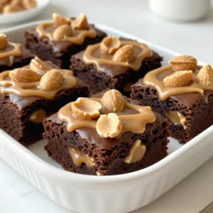 To make these rich brownies, you need: - 1 cup unsweetened cocoa powder - 1 cup granulated sugar - 1/2 cup brown sugar, packed - 1/2 cup unsalted butter, melted - 4 large eggs - 1 teaspoon vanilla extract - 1 cup all-purpose flour - 1/2 teaspoon salt - 1 cup peanut butter (smooth or crunchy) - 1 cup mini peanut butter cups, halved - 1/2 cup chocolate chips (optional) These ingredients come together to create a deep chocolate flavor with a creamy peanut butter twist. You can add some fun touches to your brownies. Consider: - 1/2 cup of chopped nuts for crunch - A pinch of sea salt on top for balance - A splash of coffee to deepen the chocolate flavor - Swirls of caramel for extra sweetness These options can take your brownies to the next level! If you have allergies, there are great substitutes: - Use coconut oil instead of butter for a dairy-free option. - Replace all-purpose flour with almond flour for a gluten-free version. - Try sunflower seed butter if you need a nut-free option. These swaps help you enjoy the brownies while keeping everyone safe. {{ingredient_image_1}} Start by preheating your oven to 350&deg;F (175&deg;C). This step is key for baking. Grease a 9x13 inch pan or line it with parchment paper. It makes removal easy later. In a big bowl, combine 1 cup cocoa powder, 1 cup granulated sugar, and 1/2 cup brown sugar. Add 1/2 cup of melted unsalted butter to this mix. Whisk everything until smooth. Next, crack in 4 large eggs, one at a time. Make sure to whisk well after each egg. This helps your batter come together. Stir in 1 teaspoon of vanilla extract for flavor. Then, gently fold in 1 cup of all-purpose flour and 1/2 teaspoon of salt. Mix until just combined; it's okay if it's a bit lumpy. Finally, stir in 1 cup of peanut butter until fully mixed. The batter will feel thick, and that&rsquo;s perfect. Now, pour half of the brownie batter into your pan. Use a spatula to spread it evenly. Next, take your halved mini peanut butter cups and sprinkle them across the batter. If you like, you can also add 1/2 cup of chocolate chips. This adds extra chocolatey goodness. Carefully spread the rest of the brownie mixture over the peanut butter cups. Smooth it out gently so everything stays in place. Place the pan in your preheated oven. Bake for 25-30 minutes. To check for doneness, insert a toothpick into the center. It should come out with a few moist crumbs. This means they are fudgy and not overdone. Once baked, pull the pan from the oven and let it cool for 10-15 minutes. After this, transfer the brownies to a wire rack to cool completely. Cutting them while warm may make a mess, so give them time to set. To get that perfect fudgy texture, you must not overbake. Keep an eye on your brownies. Bake them for 25 to 30 minutes. A toothpick should come out with a few moist crumbs. This means they are done. Also, using melted butter adds richness. Make sure to mix gently when adding the flour. Some lumps are fine. This helps keep the brownies soft and chewy. One common mistake is overmixing the batter. This can make your brownies tough. Mix just until you don&rsquo;t see any dry flour. Another mistake is not measuring ingredients correctly. Use measuring cups for dry ingredients and liquid measuring cups for wet ones. Also, don&rsquo;t skip the salt! It enhances the flavors. Lastly, remember to let the brownies cool before cutting. This helps them hold their shape. Always use the right tools. For dry ingredients, spoon them into the cup then level them off with a knife. Don&rsquo;t pack them down. For liquids, check the measurement at eye level. This ensures accuracy. When measuring sticky ingredients like peanut butter, lightly coat the measuring cup with oil first. This makes it easier to pour out. Accurate measurements lead to great results in your brownies! Pro Tips Use Room Temperature Ingredients: Allow your eggs and butter to reach room temperature before mixing. This helps create a smoother batter and improves the texture of your brownies. Don&rsquo;t Overmix: Once you add the flour, mix just until combined to avoid tough brownies. The batter should be thick and slightly lumpy. Add a Pinch of Espresso Powder: For an enhanced chocolate flavor, consider adding a pinch of espresso powder to the batter. It complements the cocoa and elevates the taste. Cool Before Cutting: Let the brownies cool completely in the pan before cutting. This helps them set and makes cutting easier, resulting in clean squares. {{image_2}} You can switch up the flavor by using different nut butters. Almond butter adds a nice twist. Cashew butter gives a creamy texture. You might also try sunflower seed butter for a nut-free option. Each nut butter brings its own taste to the brownies. Just remember to keep the same amount as the recipe calls for. To make these brownies gluten-free, swap the all-purpose flour for a gluten-free blend. Many blends work well in brownies. For a vegan option, replace the eggs with flax eggs. Mix one tablespoon of ground flaxseed with three tablespoons of water. Let it sit for five minutes to thicken. Use a vegan butter substitute for the melted butter. You can get creative with mix-ins. Adding chopped nuts gives a nice crunch. Try swirling in some caramel or fudge for extra flavor. You can also add mini marshmallows for a gooey treat. For toppings, sprinkle sea salt on top for a sweet-salty combo. Drizzle extra melted peanut butter or chocolate sauce for a fancy touch. Each variation makes the brownies uniquely yours! I love to keep my brownies fresh and tasty. The best way to store them is in an airtight container. This keeps them moist. You can also wrap them tightly in plastic wrap. Make sure to layer parchment paper between the brownies if they are stacked. This prevents sticking and keeps them looking great. At room temperature, peanut butter cup brownies last about 3 to 4 days. Keep them in a cool, dry place. If you store them in the fridge, they can last up to a week. The cold may change the texture a bit, but they still taste delicious. Want to save some for later? You can freeze your brownies! Cut them into squares and wrap each piece in plastic wrap. Then, place them in a freezer-safe bag. They can stay frozen for up to 3 months. When you&rsquo;re ready to eat, simply thaw them in the fridge overnight or at room temperature for an hour. Enjoy your treats whenever you want! Yes, you can use crunchy peanut butter. It adds a fun texture to the brownies. The small pieces of peanuts give each bite a nice crunch. Just keep the amount the same. If you overbake your brownies, they may turn dry. To fix this, try serving them warm with ice cream. The ice cream adds moisture and flavor. You can also drizzle chocolate or peanut butter sauce on top. This helps mask any dryness. You can replace eggs with applesauce or mashed bananas. Use 1/4 cup of either for each egg. This keeps the brownies moist and soft. You can also try using yogurt or silken tofu. Each option will change the flavor a bit, but they work well. In this post, we explored how to make perfect peanut butter cup brownies. We covered the essential ingredients, optional extras, and substitutions for allergens. I provided clear steps for mixing, layering, and baking. Plus, I shared tips to avoid common mistakes and achieve a fudgy texture. Remember to store your brownies right for maximum freshness. Experiment with flavors and textures to find your favorite version. Happy baking!