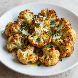 To make Parmesan Herb Roasted Cauliflower, you need the following ingredients: - 1 large head of cauliflower, cut into florets - 3 tablespoons olive oil - 1 teaspoon garlic powder - 1 teaspoon onion powder - 1 teaspoon smoked paprika - &frac12; teaspoon sea salt - &frac14; teaspoon black pepper - &frac12; cup grated Parmesan cheese - 2 tablespoons fresh parsley, chopped - 1 tablespoon fresh thyme leaves - Zest of 1 lemon These ingredients work together to make a tasty side. The cauliflower becomes tender and flavorful. The Parmesan adds a nice cheesy crunch. Fresh herbs like parsley and thyme give it a bright touch. The lemon zest brightens the dish and makes each bite pop. When selecting your cauliflower, look for a large head that is firm and white. Fresh herbs should be vibrant and fragrant. Good-quality olive oil will enhance the overall flavor. Now, let&rsquo;s gather these ingredients and get ready to cook! {{ingredient_image_1}} 1. Preheating the oven First, set your oven to 425&deg;F (220&deg;C). This hot oven will help the cauliflower roast perfectly. 2. Mixing the marinade In a large bowl, combine 3 tablespoons of olive oil, 1 teaspoon of garlic powder, 1 teaspoon of onion powder, 1 teaspoon of smoked paprika, &frac12; teaspoon of sea salt, and &frac14; teaspoon of black pepper. Stir these ingredients well until they blend into a smooth marinade. 3. Coating the cauliflower florets Cut a large head of cauliflower into florets. Toss these florets in the marinade. Make sure each piece is well-coated for the best flavor. 1. Arranging on the baking sheet Spread the marinated cauliflower in a single layer on a parchment-lined baking sheet. This helps them roast evenly. 2. Initial roasting time Place the baking sheet in the preheated oven. Roast the cauliflower for 20 minutes. Stir halfway through to ensure even cooking. 3. Adding Parmesan cheese After 20 minutes, take the baking sheet out of the oven. Sprinkle &frac12; cup of grated Parmesan cheese over the cauliflower. This will add a rich, cheesy flavor. 1. Final roasting duration Return the baking sheet to the oven. Roast for an additional 5 to 7 minutes, until the cheese melts and turns slightly golden. 2. Garnishing with herbs and zest Once done, take out the baking sheet. Sprinkle fresh parsley, thyme leaves, and the zest of 1 lemon over the cauliflower. These fresh herbs add a bright taste. 3. Serving suggestions Serve this dish warm as a side or a tasty snack. It pairs well with grilled meats or salads for a balanced meal. To get that perfect roast, even cooking is key. Cut the cauliflower into uniform florets. This helps them cook at the same rate. Lay the florets in a single layer on your baking sheet. If they are too crowded, they will steam instead of roast. Check for doneness after 20 minutes. The cauliflower should be golden and crispy on the edges. You can use a fork to poke a floret. If it goes in easily, it's ready! Want more flavor? Try adding a pinch of chili flakes for heat. You can also swap out the herbs. Basil or oregano can make a nice change. Don&rsquo;t hesitate to get creative with spices too! For a twist, use nutritional yeast instead of Parmesan. It gives a cheesy flavor without dairy. You can also mix in some lemon juice for added zest. This dish pairs well with grilled chicken or fish. You can also serve it alongside pasta for a hearty meal. Get creative! Use it as a topping on a salad or mix it into a grain bowl. You can even make it the star of a veggie platter. Enjoy exploring these fun options! Pro Tips Choose Fresh Cauliflower: Select a cauliflower head that is firm, with tightly packed florets and vibrant green leaves for the best flavor and texture. Experiment with Cheese: Try substituting Parmesan with other cheeses like Pecorino Romano or nutritional yeast for a different flavor profile. Customize Herbs: Feel free to mix in other herbs such as rosemary or oregano to enhance the dish's aroma and taste. Serve with Dipping Sauce: Pair roasted cauliflower with a tangy yogurt sauce or spicy aioli for added flavor and a delightful contrast. {{image_2}} You can switch the cheese to change the taste. Cheddar gives a sharp flavor, while feta adds creaminess. Both work well with the roasted cauliflower. If you want a vegan option, try nutritional yeast. It has a cheesy taste without dairy. You can also use vegan cheeses made from nuts or soy. Want to spice things up? Add chili powder for heat. It brings a nice kick to the dish. You can also mix in different herbs. Try rosemary or oregano for a fresh twist. Experiment with your favorites to create a unique flavor. Want to save time? You can prep this dish ahead of time. Cut the cauliflower and marinate it the night before. Store it in the fridge to let the flavors soak in. If you want to freeze it, do so before roasting. Just make sure to use it within three months for the best taste. To keep your Parmesan Herb Roasted Cauliflower fresh, place it in an airtight container. It should go in the fridge right after it cools down. This method keeps the flavors intact. You can store it for up to 3 days. If you want to freeze it, make sure to cool the dish completely first. Then, place it in a freezer-safe bag or container. It can last in the freezer for about 2 months. Remember to label it with the date. When it&rsquo;s time to enjoy leftovers, you have a few options. You can reheat the cauliflower in the oven for the best results. Preheat your oven to 350&deg;F (175&deg;C). Place the cauliflower on a baking sheet and cover it with foil. Heat for about 10 to 15 minutes. This method helps maintain its crispy texture. If you&rsquo;re short on time, use a microwave. Heat in short bursts, about 30 seconds at a time. Stir in between to ensure even warming. In the fridge, Parmesan Herb Roasted Cauliflower lasts for about 3 days. After that, it may start to lose its taste. Check for signs of spoilage before eating. If you see any mold or smell anything off, it&rsquo;s best to throw it away. Fresh ingredients give the best flavor and texture, so use it up quickly! How do I make Parmesan Herb Roasted Cauliflower? To make this dish, start by preheating your oven to 425&deg;F (220&deg;C). In a bowl, mix olive oil, garlic powder, onion powder, smoked paprika, sea salt, and black pepper. Add the cauliflower florets and toss them in the marinade. Spread the florets on a baking sheet. Roast them for 20 minutes, stirring halfway. Sprinkle grated Parmesan on top and roast for another 5-7 minutes until golden. Finally, add fresh parsley, thyme, and lemon zest before serving. Can I use frozen cauliflower florets? Yes, you can use frozen cauliflower. Just be sure to thaw and drain it well before marinating. Frozen florets may need a bit longer in the oven since they hold more moisture. Keep an eye on them to ensure they get nice and crisp. What to serve with Parmesan Herb Roasted Cauliflower? This dish pairs well with grilled chicken, pork, or fish. You can also serve it alongside quinoa or brown rice for a healthy meal. It makes a great side for any holiday feast or family dinner. Is this recipe healthy? Yes, Parmesan Herb Roasted Cauliflower is healthy. Cauliflower is low in calories and packed with vitamins. The olive oil adds healthy fats, and Parmesan gives protein and flavor. It&rsquo;s a great choice for a nutritious side dish. Can I make it gluten-free? Absolutely! This recipe is naturally gluten-free. Just ensure that your Parmesan cheese is from a gluten-free source. Enjoy it without worry if you follow a gluten-free diet. Can I grill cauliflower instead of roasting? Yes, grilling is a great option! Simply marinate the cauliflower as usual. Then place the florets on a grill pan or skewer them for easier flipping. Grill on medium heat until they are tender and charred, about 10-15 minutes. How to adapt for an air fryer? To use an air fryer, toss the marinated cauliflower in the basket and set it to 400&deg;F (200&deg;C). Cook for about 15-18 minutes, shaking the basket halfway through. Add the Parmesan in the last few minutes for a lovely melt and crisp. This post shared a simple recipe for Parmesan Herb Roasted Cauliflower. We covered ingredients, preparation, and serving ideas. You can enhance flavors and try different cheese options. Proper storage and reheating tips help keep your dish fresh. Whether as a side or main dish, this cauliflower recipe is versatile and tasty. You can enjoy it your way, making every bite delicious. Try it out, and get ready to impress your taste buds!