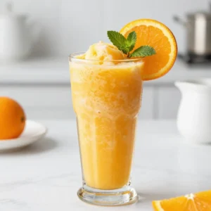 For a tasty Copycat Orange Julius, you need fresh, vibrant ingredients. Here&rsquo;s what you&rsquo;ll need: - 1 cup fresh orange juice (about 3-4 oranges) - 1/2 cup milk (dairy or non-dairy) - 1/2 cup water - 1/4 cup sugar (adjust to taste) - 1 teaspoon vanilla extract - 1/4 teaspoon powdered orange zest (optional) - 1-2 cups ice cubes Fresh orange juice gives this drink a bright flavor. You can easily juice the oranges at home. For the best taste, use ripe, juicy oranges. You can choose between dairy and non-dairy milk. Here are some options: - Whole milk - Almond milk - Oat milk - Soy milk Each type brings a unique taste. If you want a creamier drink, whole milk works well. For a lighter option, try almond or oat milk. Want to take your drink to the next level? Here are a few fun ideas: - A splash of coconut milk for tropical vibes - A scoop of vanilla ice cream for extra creaminess - Fresh mint leaves for a refreshing twist - A hint of ginger for some zing These additions can enhance the drink's flavor. Feel free to mix and match based on what you enjoy! {{ingredient_image_1}} Start by washing three to four fresh oranges. Cut them in half. Use a juicer to extract the juice. You need about one cup of juice. If you prefer, strain the juice to remove pulp. This step makes your drink smooth and creamy. Next, grab your blender. Add the fresh orange juice to it. Pour in half a cup of milk, dairy or non-dairy. Then, add half a cup of water. Measure out a quarter cup of sugar and one teaspoon of vanilla extract. If you want, include a quarter teaspoon of powdered orange zest for extra flavor. Blend all these items until they mix well. Make sure the sugar dissolves completely. Now it&rsquo;s time to add the ice. Start with one cup of ice cubes. Blend until the mixture is smooth and frothy. If you like it thicker, add more ice. Blend again until you reach your desired texture. Taste your Orange Julius. If it needs more sweetness, add a little more sugar. Blend briefly to mix it in. Then, pour your dreamy creamsicle drink into tall glasses. To make your Orange Julius just right, taste it before serving. If it&rsquo;s too tangy, add more sugar. Start with a little, like a teaspoon. Blend again to mix it well. You can also use honey or agave syrup for a different sweetness. Just remember, the goal is to balance the tartness of the orange juice. When blending, start with the liquids first. This helps the blender mix better. Add the solids next, like the ice and sugar. Blend on high to get a smooth texture. If you want it thicker, add more ice. For a creamier drink, add extra milk. Blend until it&rsquo;s frothy and smooth. Make your drink look fun with simple garnishes. A slice of fresh orange on the rim adds color. You can also use a sprig of mint for a fresh touch. Serve in tall glasses to show off the frothy texture. For a special twist, use colorful straws. Adding a fun element makes it even more enjoyable! Pro Tips Freshness Matters: Always use freshly squeezed orange juice for the best flavor and vibrant color. Store-bought juice often lacks the same brightness. Adjusting Sweetness: Start with less sugar and adjust to your taste. Different oranges may vary in sweetness, so taste before adding more sugar. Ice Consistency: For a thicker drink, add more ice cubes during blending. If you prefer a lighter drink, use fewer ice cubes or add more liquid. Garnish for Appeal: Elevate your drink by garnishing with a slice of orange or fresh mint. This adds a pop of color and a refreshing aroma. {{image_2}} You can get creative with your Orange Julius. Try adding other fruits for fun twists. Berries work great, like strawberries or blueberries. Just toss in a cup of fresh berries into the blender. You can also use mango or pineapple for a tropical vibe. Each fruit brings a new taste and color. Mix and match to find your favorite flavor combo! If you want a vegan version, switch the milk. Use almond milk, coconut milk, or oat milk instead. These choices keep the drink creamy and delicious. You can still enjoy a tasty treat without dairy. Just follow the same steps in the recipe, and you won&rsquo;t miss a thing! Seasonal fruits can make your Orange Julius even better. In summer, try adding peaches or watermelon. In fall, a touch of pumpkin spice can add warmth. You can even blend in some fresh mint or basil for a refreshing twist. Let the seasons inspire your flavors. Each sip can feel like a new adventure! You can store any leftover Orange Julius in the fridge. Pour it into a sealed container. It stays fresh for up to two days. Before serving, give it a good shake. This mixes the flavors back together. If you want to keep it longer, freezing is a great option. Pour the mixture into ice cube trays. Once frozen, transfer the cubes into a zip-top bag. You can blend these cubes later to make a quick drink. Just add a bit of milk or water to the blender. When you want to enjoy your stored drink, check its texture. If it looks separated, don&rsquo;t worry! Blend it again to bring it back to life. Add a splash of milk or water if it&rsquo;s too thick. Blend until smooth, and enjoy that refreshing taste! The original Orange Julius recipe blends fresh orange juice, milk, water, sugar, and vanilla. It creates a creamy, frothy drink. The taste is bright and sweet, with a hint of vanilla. This classic drink became popular in the 1920s. It has a unique flavor that many love. Yes, you can use bottled orange juice. However, fresh orange juice tastes better. Fresh juice has a vibrant flavor. Bottled juice might be more convenient, but it can lack freshness. If using bottled juice, pick one with no added sugar for the best taste. To make a thicker Orange Julius, add more ice cubes while blending. You can also reduce the liquid ingredients, like water or milk. This change gives you a creamier texture. Blend until it&rsquo;s smooth and frothy. Adjust the ice until you reach the desired thickness. Yes, you can make a sugar-free version! Use a sugar substitute like stevia or monk fruit. These options add sweetness without extra calories. You can also skip the sugar altogether if you prefer a less sweet drink. Just adjust the other flavors to balance it out. This blog covered how to make a tasty Orange Julius. We explored fresh and dairy options. I shared steps for juicing, blending, and getting that smooth texture. You learned tips for sweetness and best ways to serve. Plus, I offered fun variations, from seasonal fruits to vegan choices. Lastly, I discussed how to store and revive leftovers. Now, you can make this drink your own! Enjoy every sip and share your creations with others.