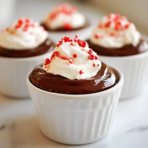 - 200g dark chocolate (70% cocoa), chopped - 3 tablespoons unsalted butter, cut into pieces - 4 large eggs, separated - 1/4 cup granulated sugar - 1/2 teaspoon pure peppermint extract - 1/2 cup heavy cream - Whipped cream and crushed peppermint candy for garnish To make a rich peppermint chocolate mousse, you need a few simple but key ingredients. The dark chocolate brings a deep flavor, while the butter adds creaminess. The large eggs create a light texture, and the sugar balances the taste. Peppermint extract gives the mousse its festive zing. Heavy cream is crucial for that airy feel, making it melt in your mouth. Finally, garnishes like whipped cream and crushed peppermint candy add a lovely finish. When choosing chocolate, go for 70% cocoa. It will give you the best taste. Unsalted butter is important too; it lets the chocolate shine. For the eggs, large ones work best, ensuring enough volume. The peppermint extract should be pure for the best flavor. Heavy cream needs to be fresh; it whips better that way. Gather these ingredients before you start. This mousse is quick to make, but having everything ready helps you move smoothly through each step. {{ingredient_image_1}} To start, you need to melt the dark chocolate and butter. Use a double boiler for this. Fill a pot with water and simmer it on low heat. Place a heatproof bowl on top, making sure it doesn&rsquo;t touch the water. Add 200g of chopped dark chocolate and 3 tablespoons of unsalted butter to the bowl. Stir occasionally until the mixture is smooth and melted. Once melted, remove it from the heat and let it cool slightly. Next, grab a separate bowl. In this bowl, whisk 4 large egg yolks and 1/4 cup of granulated sugar together. Keep whisking for about 2-3 minutes. The mixture should become pale and a bit thick. This step is key to adding richness to your mousse. Now, it&rsquo;s time to combine the mixtures. Slowly pour the melted chocolate into the egg yolk mixture. Stir gently to mix well, making sure the chocolate isn&rsquo;t too hot. If it is, it will cook the yolks. After that, add 1/2 teaspoon of pure peppermint extract and stir until everything is evenly combined. In a clean bowl, beat the 4 large egg whites with an electric mixer. Set it to medium speed and whip until you see stiff peaks. This process makes the mousse light and fluffy. Carefully fold a third of these egg whites into the chocolate mixture to lighten it. Then, fold in the rest in two additions, being gentle to keep the airy texture. Now it's time to whip the cream. In another bowl, beat 1/2 cup of heavy cream until soft peaks form. This takes just a few minutes. Gently fold the whipped cream into the chocolate mixture. Make sure it&rsquo;s well combined but still light and airy. Once mixed, spoon the mousse into individual serving bowls or dessert glasses. Place them in the refrigerator for at least 2 hours, or until they are set. This chilling time helps the mousse firm up and develop its flavors. To ensure smooth chocolate, keep the heat low. If chocolate gets too hot, it can seize up. Use a double boiler. This method helps control the heat. Stir the chocolate and butter often. Remove it from heat once melted. Let it cool slightly before mixing with eggs. This step keeps the eggs from cooking. Folding is key to a light mousse. After beating the egg whites, fold them gently into the chocolate mix. Take care not to stir too hard. This keeps the air in the mixture. To check for stiff peaks, lift the whisk out of the egg whites. The peaks should stand tall without drooping. This step shows that the egg whites are ready. For a fun serving idea, use small dessert glasses. They look great and make serving easy. When it's time to serve, add a dollop of whipped cream on top. Sprinkle crushed peppermint candy for a festive touch. This adds color and a nice crunch to each bite. Pro Tips Quality Chocolate Matters: Use high-quality dark chocolate with at least 70% cocoa for a richer flavor and smoother texture in your mousse. Room Temperature Eggs: Allow your eggs to come to room temperature before using them; this helps them whip up better and incorporate more air. Gentle Folding Technique: When combining the whipped egg whites and cream, use a gentle folding motion to maintain the light and airy consistency of the mousse. Chill for Best Results: Let the mousse set in the refrigerator for at least 2 hours; this allows the flavors to meld and the texture to become perfectly creamy. {{image_2}} You can switch up the flavor of your mousse easily. Try adding vanilla extract for a warm, sweet note. A bit of orange zest can give it a bright, citrus twist. If you want to change the chocolate, use milk chocolate for a sweeter taste or white chocolate for a creamy, rich experience. Each option brings a new spin to your mousse. If you need a vegan version, swap the eggs for silken tofu or aquafaba. Use coconut cream instead of heavy cream to keep it rich and creamy. For those watching sugar, you can use stevia or erythritol as a sugar-free alternative. These swaps keep the mousse delicious without the guilt. When serving, get creative with your dishes! You can use small cups or jars for a fun look. Pairing the mousse with fresh berries or a drizzle of chocolate sauce makes it even better. You can also serve it alongside cookies or brownies for a tasty dessert platter. To keep your peppermint chocolate mousse fresh, store it in the fridge. Place it in an airtight container. This helps avoid any unwanted odors or flavors. You can also cover each bowl with plastic wrap. The mousse will stay good for about 3 to 4 days in the fridge. Make sure to eat it before then to enjoy its best taste and texture. Can you freeze mousse? Yes, you can freeze peppermint chocolate mousse. However, it may change in texture. To freeze, place the mousse in a freezer-safe container. Leave some space at the top as it expands. To thaw properly, move it to the fridge for several hours or overnight. Avoid thawing it at room temperature, as this can make it watery. What can you do with leftover egg whites and yolks? You can make meringue cookies with the egg whites. Just whip them with sugar until they form stiff peaks. For the egg yolks, try making a rich custard or adding them to your morning scrambled eggs. What about extra whipped cream? Use it to top cakes or pancakes. You can also mix it into coffee for a creamy treat. This way, nothing goes to waste, and you enjoy everything you make! Peppermint chocolate mousse is a rich, creamy dessert. It combines dark chocolate and peppermint for a unique flavor. This mousse is light and airy, thanks to whipped cream and beaten egg whites. The peppermint adds a refreshing twist, perfect for festive occasions. Making peppermint chocolate mousse takes about 20 minutes to prepare. After mixing, you need to chill it for at least 2 hours. So, the total time is about 2 hours and 20 minutes. This wait is worth it for the perfect set mousse. Yes, you can make this mousse a day in advance. Just store it covered in the fridge. This way, the flavors have time to blend. It also allows you to enjoy your time when hosting guests. If you want a lighter version, use half-and-half or coconut cream. Both options will still give a nice texture. You can also try using Greek yogurt, but the mousse may be less airy. Yes, separating the eggs is key to a light mousse. The yolks add richness, while the whites provide volume. Beating the whites until stiff peaks form helps the mousse rise and stay fluffy. This technique is important for the right texture. Peppermint chocolate mousse is a delightful dessert made from simple ingredients. You learned how to melt chocolate and butter, prepare egg yolks, and whip cream. Each step adds to the rich flavor and smooth texture. Remember to try different flavors, like vanilla or orange zest, for a fun twist. Use creative serving ideas to impress your guests. With these tips, you can make a tasty mousse that everyone will love. Have fun creating your dessert masterpiece!