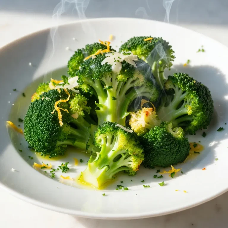 To make Garlic Parmesan Roasted Broccoli, you need a few simple ingredients: - 4 cups broccoli florets - 4 tablespoons olive oil - 4 cloves garlic, minced - 1/2 cup grated Parmesan cheese - 1 teaspoon salt - 1 teaspoon black pepper - 1/2 teaspoon red pepper flakes (optional) - Zest of 1 lemon - 2 tablespoons fresh lemon juice - Fresh parsley for garnish Each ingredient plays a key role in creating a tasty dish. The broccoli florets provide a fresh, crisp base. Olive oil helps in roasting and adds flavor. Garlic brings a strong, aromatic taste that pairs well with broccoli. Parmesan cheese adds a salty, umami kick. Salt and black pepper enhance the overall taste. Red pepper flakes give a hint of spice, but you can skip them if you prefer mild flavors. Lemon zest adds brightness, while lemon juice balances the dish with a fresh zing. Finally, fresh parsley makes for a lovely garnish, adding color and freshness to your plate. This combination of flavors will make your Garlic Parmesan Roasted Broccoli a hit at any meal! {{ingredient_image_1}} First, preheat your oven to 400°F (200°C). This step helps the broccoli roast evenly. While the oven heats, grab a large bowl. In this bowl, mix the broccoli florets with 4 tablespoons of olive oil, 4 minced garlic cloves, 1 teaspoon of salt, 1 teaspoon of black pepper, and red pepper flakes if you like some heat. Toss everything well so the broccoli gets coated. The oil and garlic are key to great flavor. Next, spread the broccoli mixture evenly on a large baking sheet lined with parchment paper. Make sure the florets are not crowded. This helps them roast and get crispy. Place the baking sheet in the oven and roast for 20 to 25 minutes. Halfway through, give the broccoli a toss. This ensures even cooking. Look for a tender texture and slightly crispy edges. When the broccoli is done, take it out of the oven. Immediately sprinkle 1/2 cup of grated Parmesan cheese over the hot broccoli. The heat will make the cheese melt just right. Then, add the lemon zest and 2 tablespoons of fresh lemon juice. Toss gently to mix. The lemon adds a bright flavor that lifts the dish. Finally, garnish with fresh parsley before serving. This adds a nice pop of color and freshness. To roast broccoli well, aim for 400°F (200°C). This heat gives a nice crisp. Toss the broccoli well with olive oil and spices. This step helps the broccoli cook evenly. Mix it in a large bowl before spreading it out on your baking sheet. Add your favorite spices to boost flavor. You can try garlic powder, onion powder, or smoked paprika. Fresh herbs like thyme or rosemary also work well. For cheese, swap Parmesan with pecorino or asiago for a twist. Each cheese brings a different taste. Serve the roasted broccoli on a large platter. It looks great with a sprinkle of fresh parsley. For extra color, add some lemon wedges on the side. You can also drizzle a bit of balsamic glaze for flair. These touches make the dish pop and invite everyone to dig in! Pro Tips Choose Fresh Broccoli: Fresh broccoli will have a vibrant green color and firm florets. Look for heads with tightly packed buds for the best flavor and texture. Don’t Overcrowd the Pan: Ensure the broccoli is spread out in a single layer on the baking sheet. Overcrowding can lead to steaming rather than roasting, preventing that perfect crispiness. Adjust Seasoning to Taste: Feel free to adjust the amount of garlic, cheese, and spices based on your personal preference. Experimenting can lead to discovering your perfect flavor balance. Use Lemon Zest for Brightness: Adding lemon zest not only enhances flavor but also adds a lovely aroma. Make sure to zest before juicing to get the most oil from the skin. {{image_2}} You can add chicken or shrimp to make this dish heartier. Simply season your protein with olive oil, salt, and pepper. Cook it in the oven alongside the broccoli for about 15-20 minutes. This way, you get a full meal with great flavor. Chicken pairs well with the garlic and cheese, while shrimp adds a nice touch of sweetness. If you want to keep it vegetarian, try mixing in other vegetables. Carrots, bell peppers, or cauliflower work well with broccoli. Cut them into similar sizes to ensure even cooking. Toss them in the same oil and spice mix. This not only adds color but also boosts the nutrients in your meal. For a lighter version, use low-fat cheese substitutes. You can find reduced-fat Parmesan or even nutritional yeast for a vegan option. These choices still give you that cheesy flavor without the extra fat. This way, you enjoy the dish without the guilt, making it perfect for any meal. To keep your Garlic Parmesan Roasted Broccoli fresh, place it in an airtight container. This helps trap moisture and flavor. Store it in the fridge for up to three days. If you want to keep it longer, consider freezing it. When you reheat the broccoli, use the oven if possible. This keeps the texture crisp. Preheat the oven to 350°F (175°C). Spread the broccoli on a baking sheet. Heat for about 10 minutes. You can also use a microwave. But be careful; it can make the broccoli soggy. To freeze, first let the broccoli cool completely. Then, spread it on a baking sheet in a single layer. Freeze it for one hour. Once frozen, transfer it to a freezer bag. Remove as much air as you can. This helps prevent freezer burn. To reheat, bake it straight from the freezer. Cook it at 400°F (200°C) for about 20-25 minutes. Enjoy the flavors all over again! To make Garlic Parmesan Roasted Broccoli gluten-free, you don't need to change much. All the ingredients are naturally gluten-free. Just ensure your Parmesan cheese is pure. Avoid any brands that add fillers or other gluten-containing ingredients. Yes, you can use frozen broccoli. It will save you time and still taste good. However, frozen broccoli may be softer after cooking. To get a crispy texture, roast it for a bit longer. Make sure to thaw and drain excess water before mixing it with oil and spices. Garlic Parmesan Roasted Broccoli goes well with many dishes. Here are some great options: - Grilled chicken or steak - Baked salmon - Pasta with garlic and olive oil - Quinoa or rice dishes These pairings enhance the flavors and make your meal more balanced. Enjoy experimenting! I covered how to make delicious Garlic Parmesan Roasted Broccoli. You learned about the key ingredients, step-by-step prep, and roasting methods. I shared tips for the perfect roast and ways to enhance flavors. You can even try tasty variations and find smart storage solutions. In the end, this dish is easy, healthy, and bursting with flavor. You'll impress guests or enjoy it solo. Now, go ahead and make it your own!